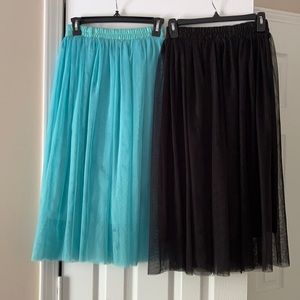 Back and turquoise laced skirts